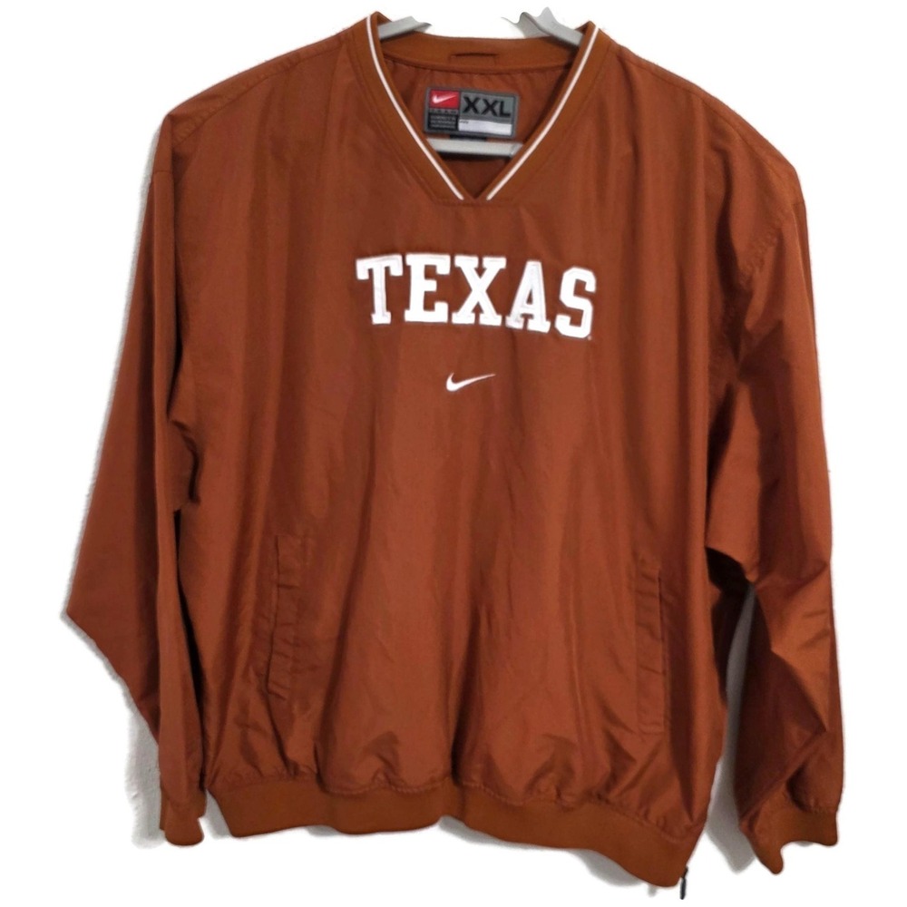 Vintage Texas Longhorns Jacket Mens 2XL Burnt Orange NCAA Football Nike Pullover
